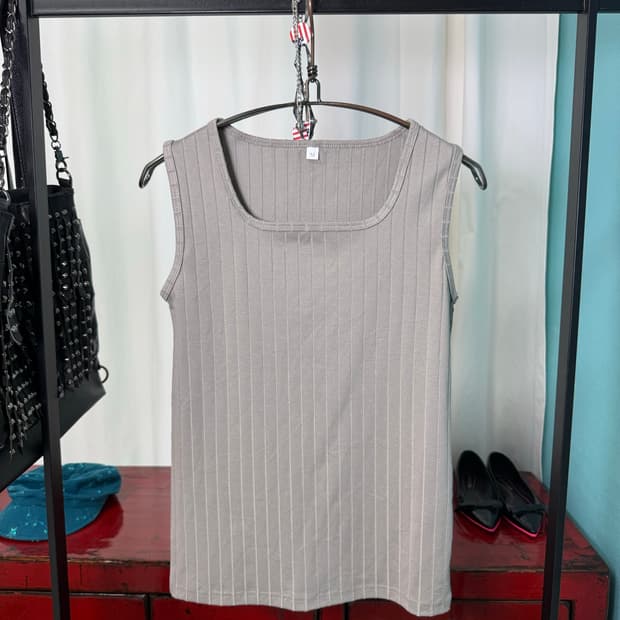 Square Neck Ribbed Sleeveless