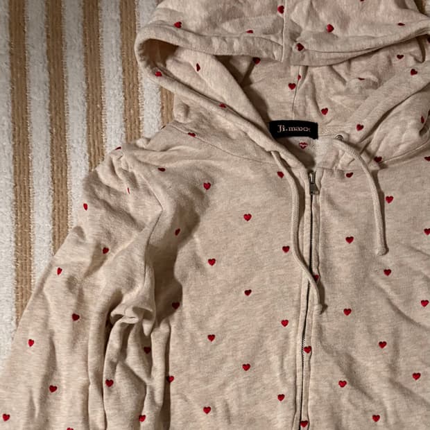 일본 빈티지 하트 베이지 모리걸 후디