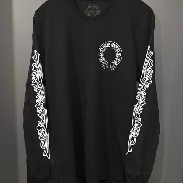 (XXL) 크롬하츠 홀스슈 로고 와플 써멀 플로랄 롱슬리브 티셔츠