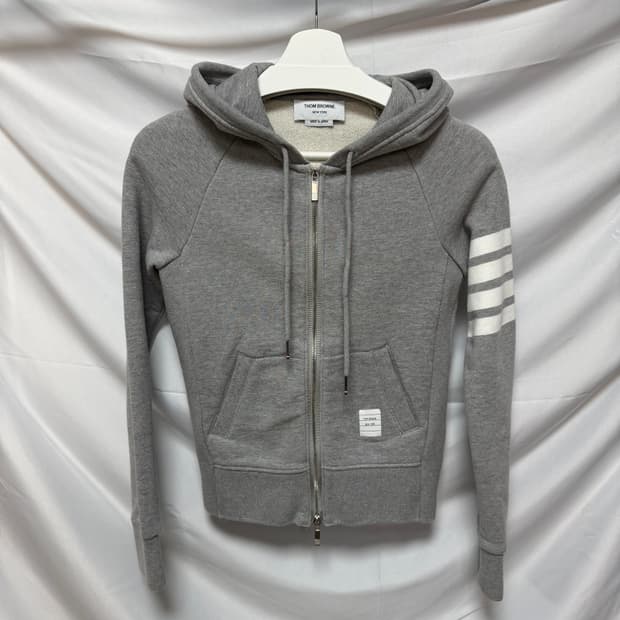 [S+급/40] 톰브라운 사선완장 여성 후드집업 그레이