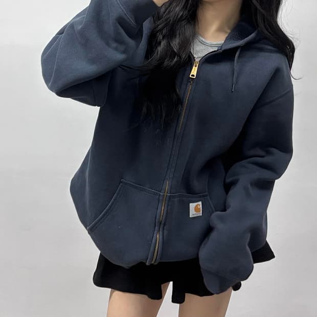 칼하트 네이비 미드웨이트 스웻 후드집업 희귀져지(L)