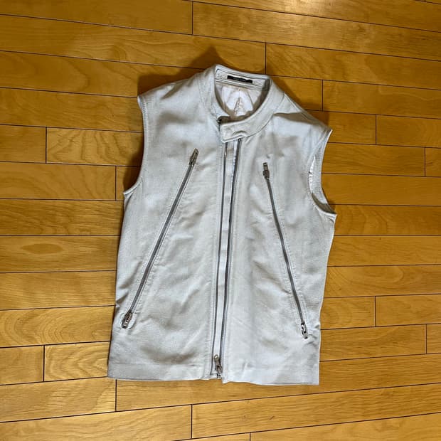 메종 마르지엘라 5 zip leather vest
