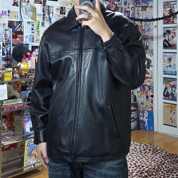 빈티지 리얼 레더 누빔 가죽 자켓