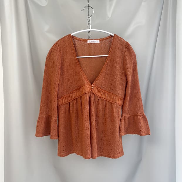Grove sunset orange 3/4 sleeve cardigan