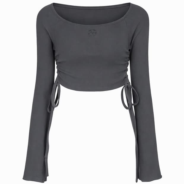 [새상품] 시월107 스트링 크롭티 차콜