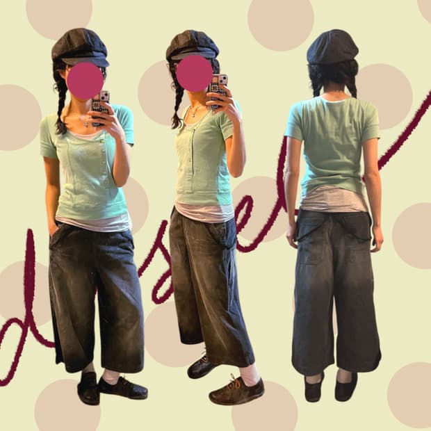 빈티지 디젤 흑청 코듀로이 와이드 오버롤 팬츠