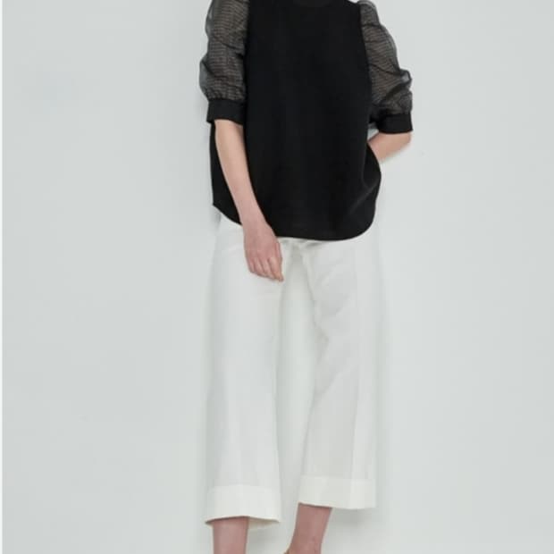 한섬시스템(SYSTEM) 벌룬 소매 니트 탑