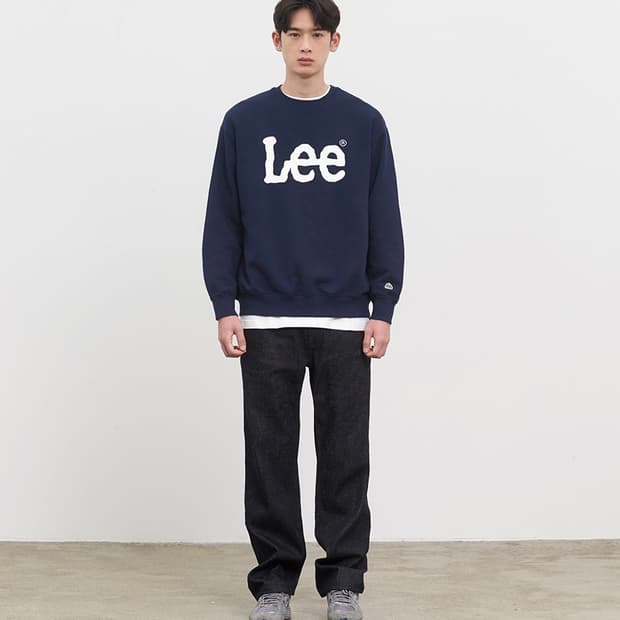 리 LEE 빅 트위치 루즈핏 맨투맨 네이비