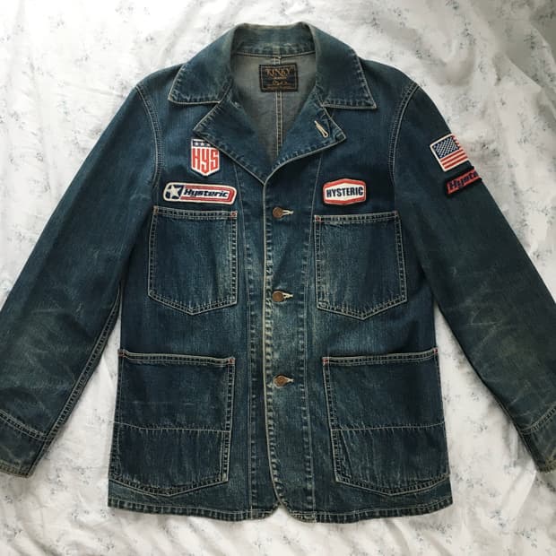 히스테릭 글래머 패치워크 청자켓