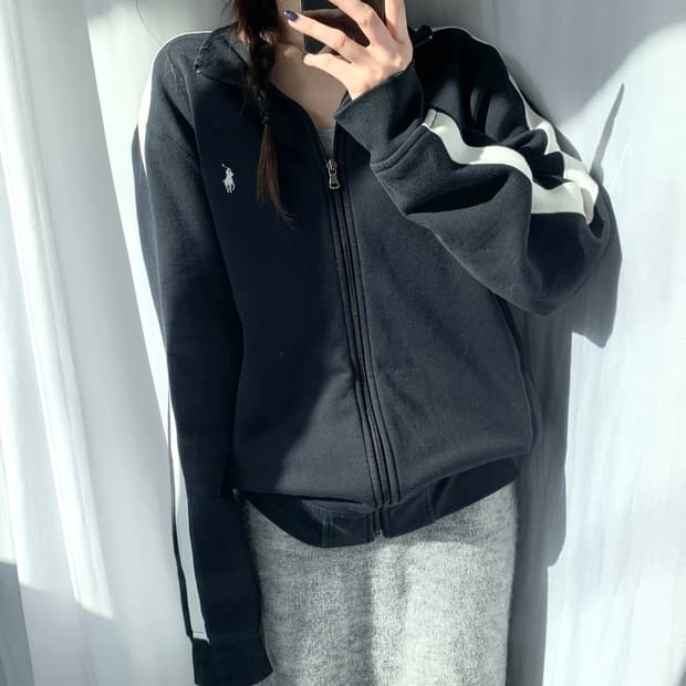 Polo 폴로 랄프로렌 블랙컬러 코튼 집업