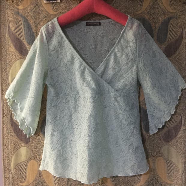 Mint rose lace 3/4 tee