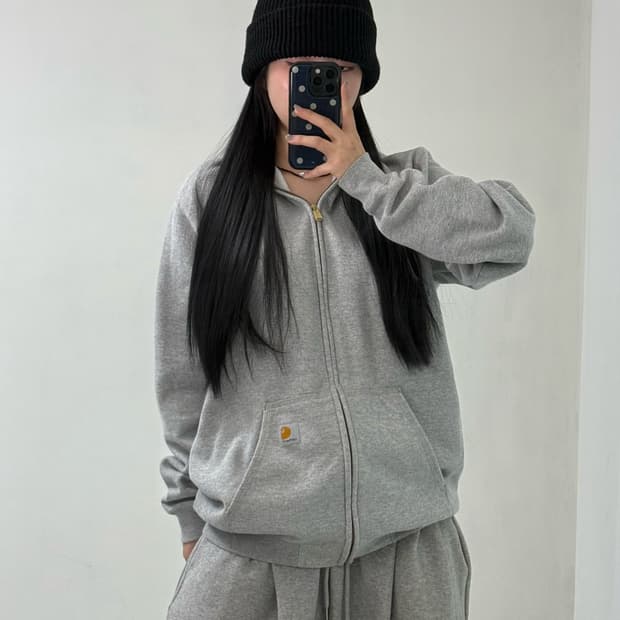 칼하트 그레이 기모 후드집업