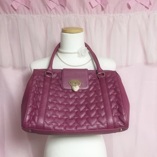 빈티지 러브캣 하트퀼팅 숄더백