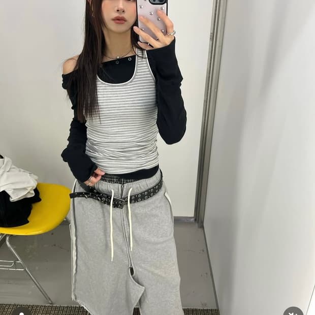 LCDC Law cut detale jersey skirt (black)