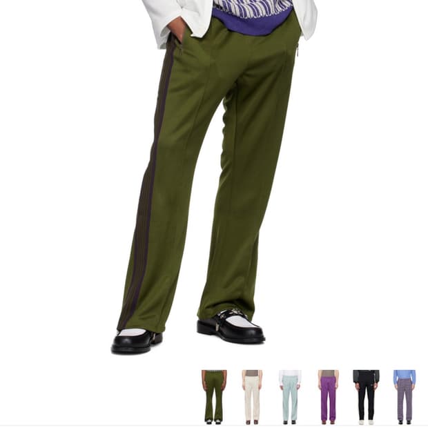 니들스 카키 부츠컷 트랙팬츠