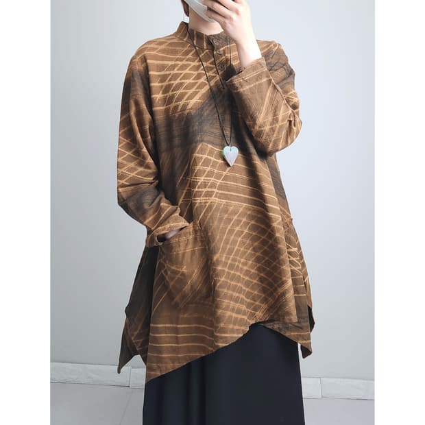 언발 패턴 롱 블라우스