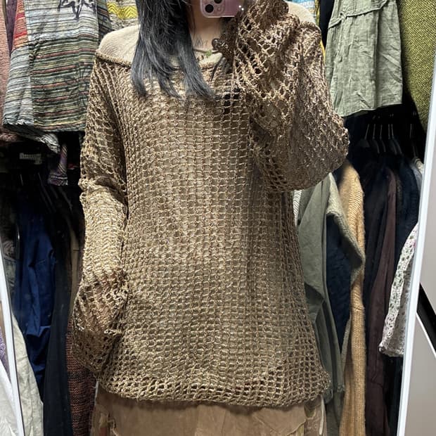 빈티지 그물 네트 여름 오프숄더 니트