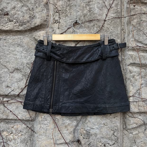 펑키 펑크 Y2k 벨트 빈티지 여성 빈티지 양가죽 치마