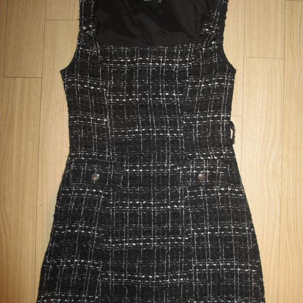 CIDER 블랙 트위드 미니 원피스