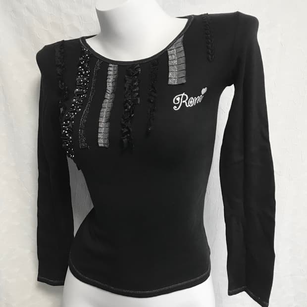빈티지 roni 갸루 글리터 프릴 롱슬리브 탑