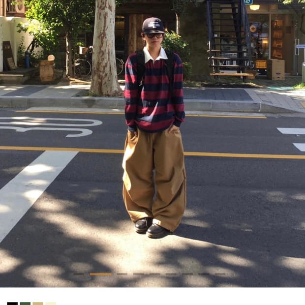 단 스튜디오 핀턱 벌룬 코튼 팬츠