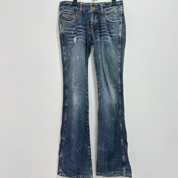 Vintage destroyed washing flare pants