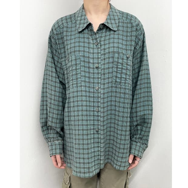 세이지그린 포켓 체크 셔츠