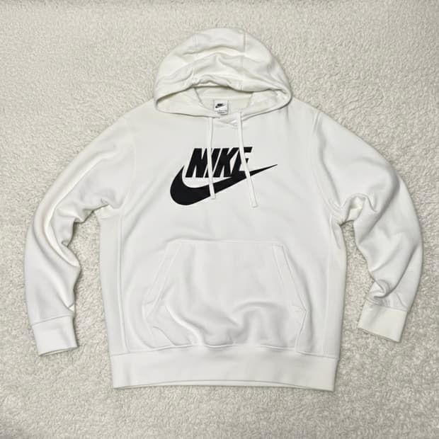 나이키 아이보리 기모 후드티