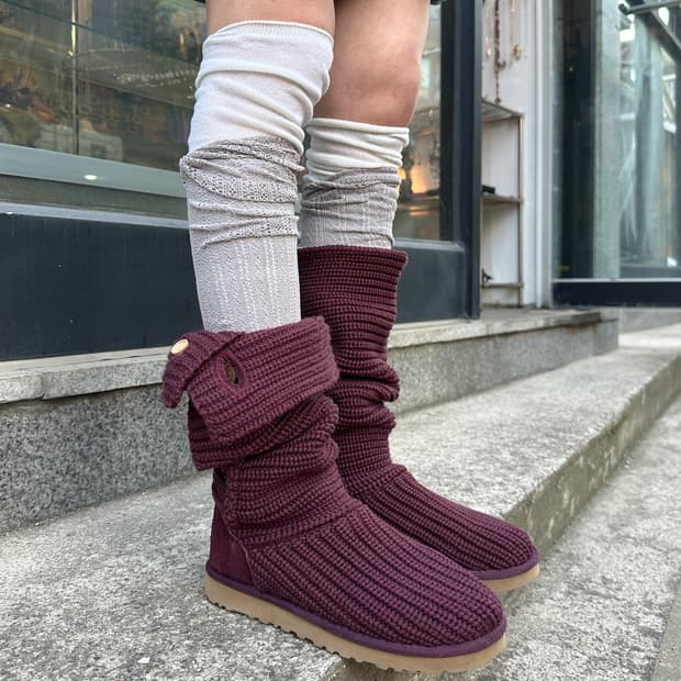 00s 러스트 레드 어그 카디 니트 부츠