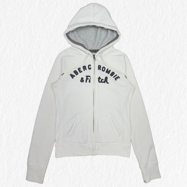 아베크롬비 아치로고 후드집업 화이트