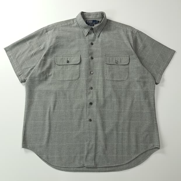 CK686 XL 폴로 90s 미국판 그레이체크 벤포드 반팔 워크 셔츠 