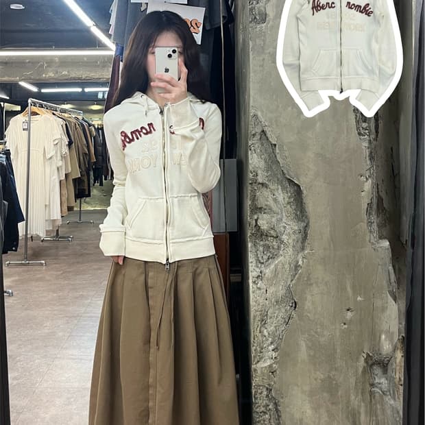 아베크롬비 기모 후드집업 아이보리 S #csz4171