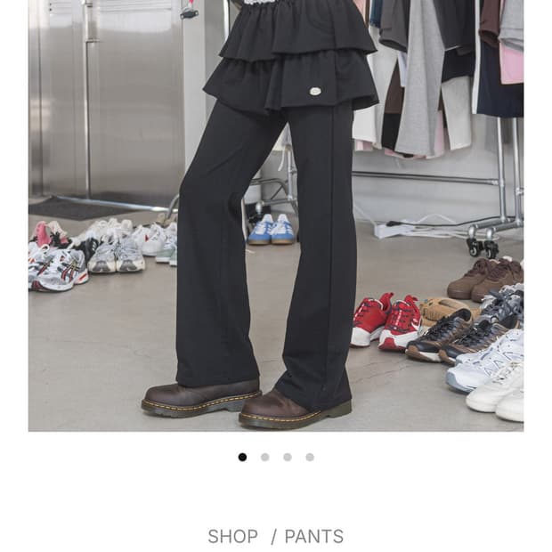 HAVISM 레이어드 스커트 팬츠 블랙 색상