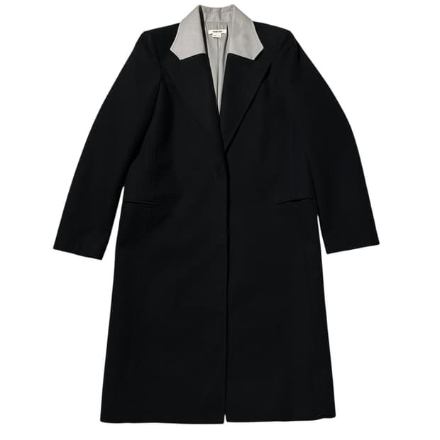 헬무트랭 카라 배색 싱글 코트