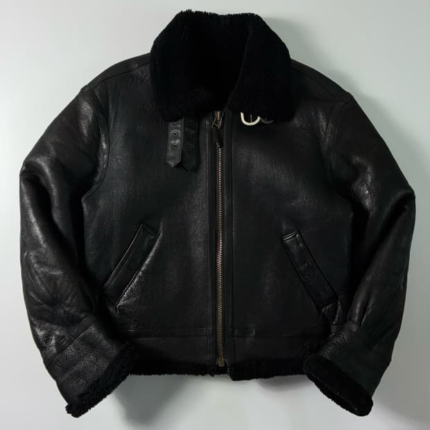 Stussy  스투시 B-3 블랙 램스킨 레더 무스탕 