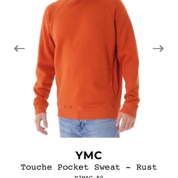 YMC Touche 포켓 스웻 셔츠 맨투맨 M Rust 