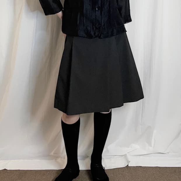 Pleated Midi Skirt - Dark Gray
