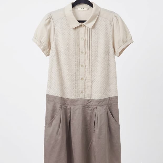 빈티지 카라 펀칭 자수 미니 원피스