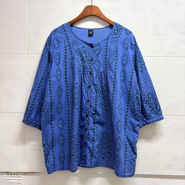 kkhouse made in INDIA 에스닉 히피 코튼 블라우스 3L 
