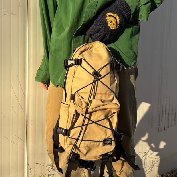 포터 바이시클 스타일 베이지 테크니컬 백팩