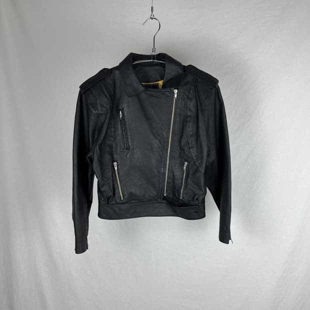 Vintage 리얼레더 크롭 라이더 자켓