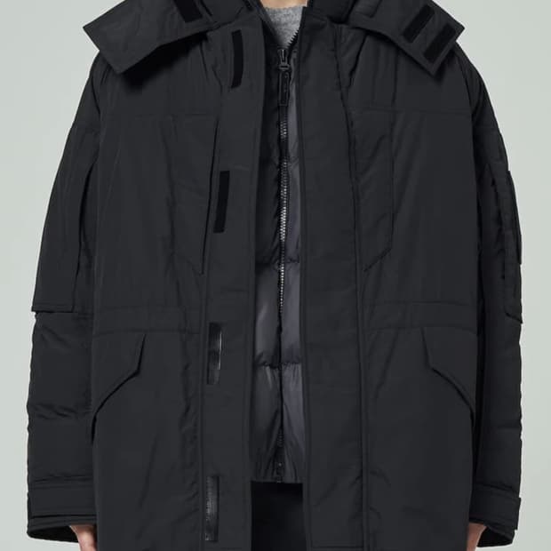 [52] 준지 23FW 코튼 나일론 이중 레이어드 다운 미드렝스 점퍼