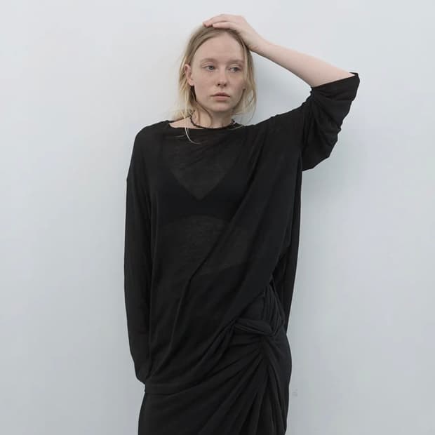 낫띵에브리띵 sheer long sleeve top in black