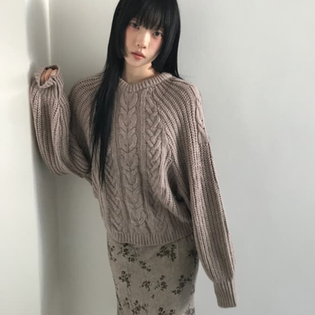 (Vintage)Balloon v neck knit