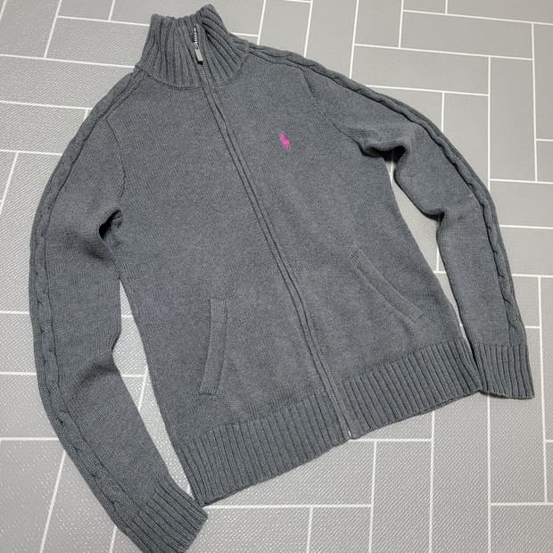 랄프로렌 핑크포니 풀 집업 니트 가디건 XS