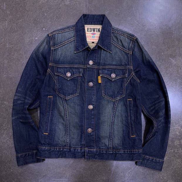 에드윈 엑스클루시브 오렌지탭 빈티지 워싱 데님자켓 S