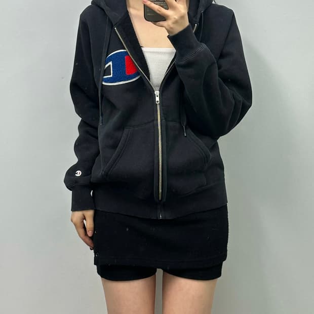 챔피온 빅덤블 블랙 후드집업