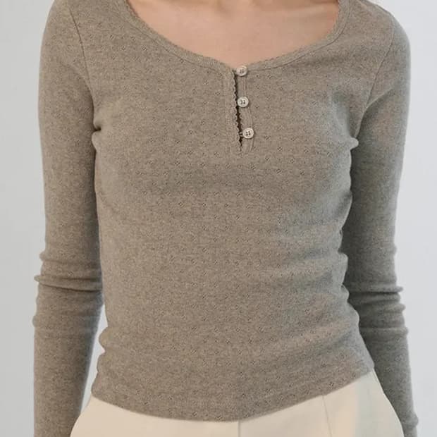 Somewherebutter lace button long top