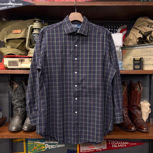 90s 폴로 랄프로렌 리젠트 클래식핏 캐주얼 원도우 체크셔츠 N334