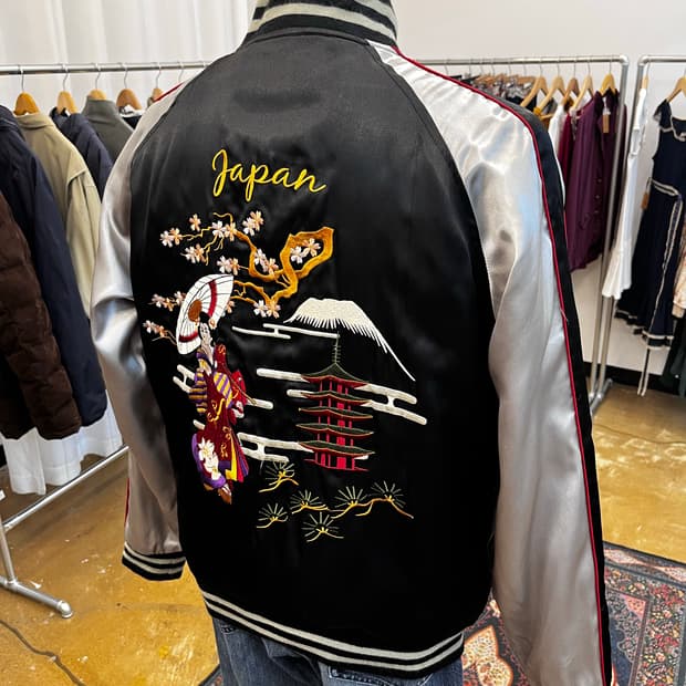 재패니즈 자수 스카잔 블루종 자켓